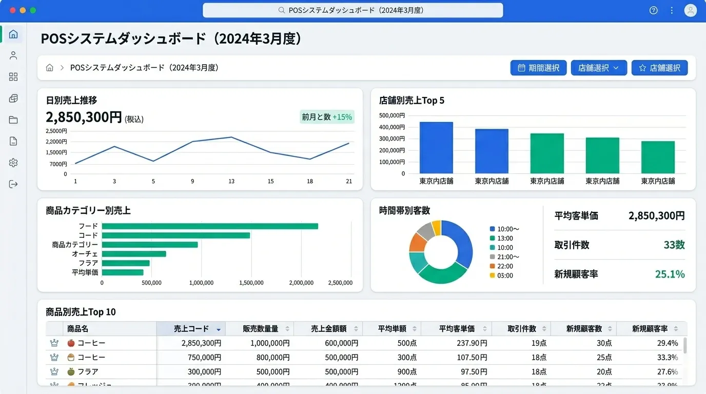 管理部門向けダッシュボード・帳票画面