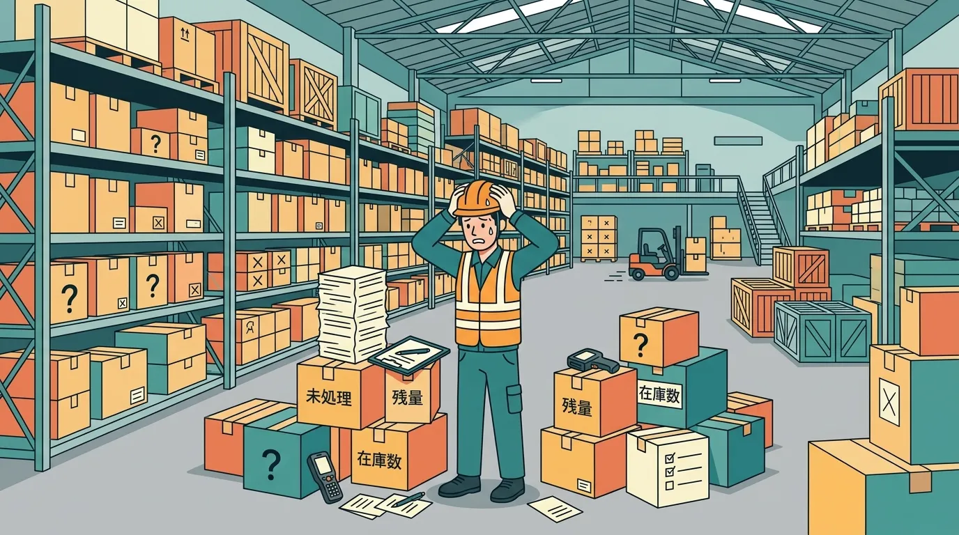 棚卸で在庫が合わない様子のイラスト